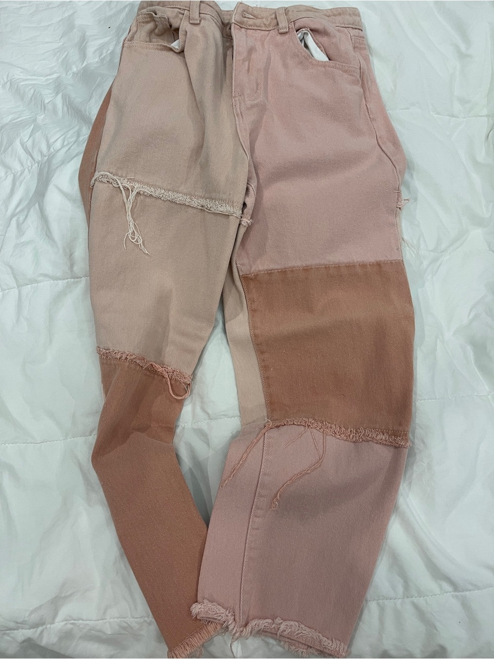 Patchwork Jogger Pants - Blush Pink